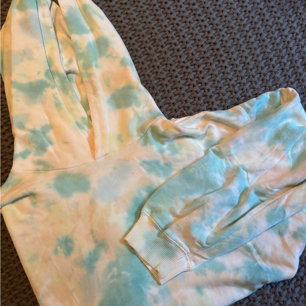 Aerie Tie-Dye Hoodie Sweater - Blue and Cream